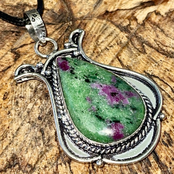 Tanzaniate Ruby Zoisite Pendant 2 1/4” - Picture 6 of 13